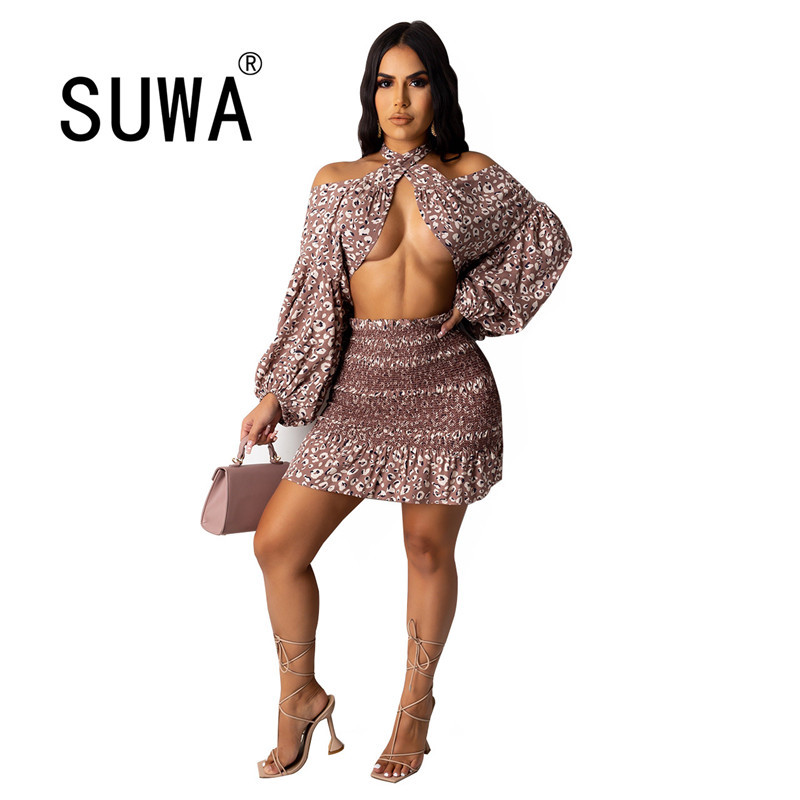 Shinny Women Clothing Sets With Skirt Long Sleeve Sexy Fashion Crop Top + Mini Bodycon Dresses Woman Party Night Two Piece Set 210525, Brown
Shinny Women Clothing Sets With Skirt Long Sleeve Sexy Fashion Crop Top + Mini Bodycon Dresses Woman Party Night Two Piece Set 210525, Brown