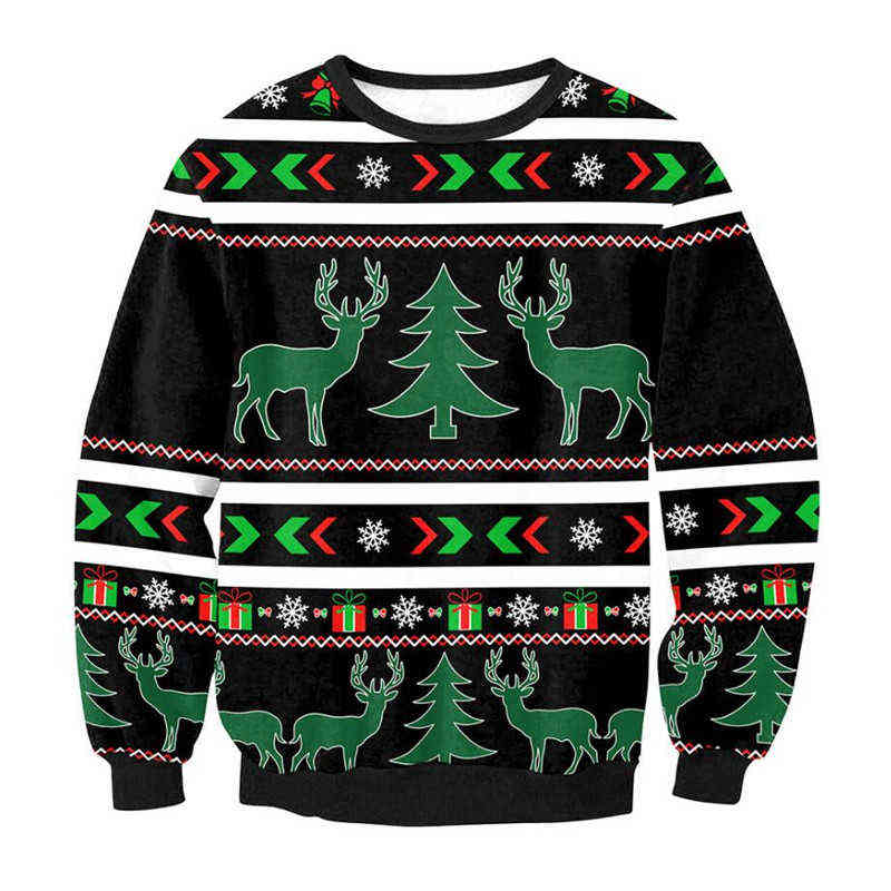 Women Men Ugly Christmas Sweater Sweatshirt 3D Christmas Tree Snowflakes Reindeer Print Autumn Winter Holiday Party Xmas Jumpers Y1118