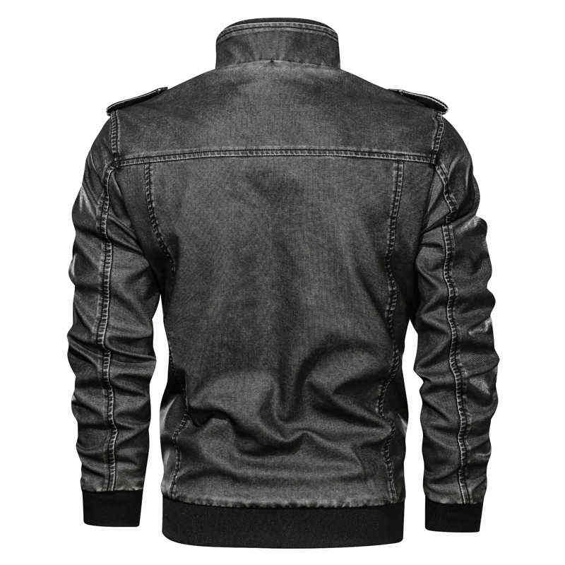 Mens Leather Jacket Winter Coat Street Fashion Casual Wear Drsigned Large zipper pocket Jacket Motorcycle Jackets For Men 211119