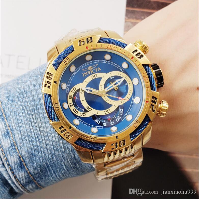 Swiss Cosc edition of high quality Invicta watch second hand timing multiple time zones multi-functional gold quartz, Slivery;brown
Swiss Cosc edition of high quality Invicta watch second hand timing multiple time zones multi-functional gold quartz, Slivery;brown