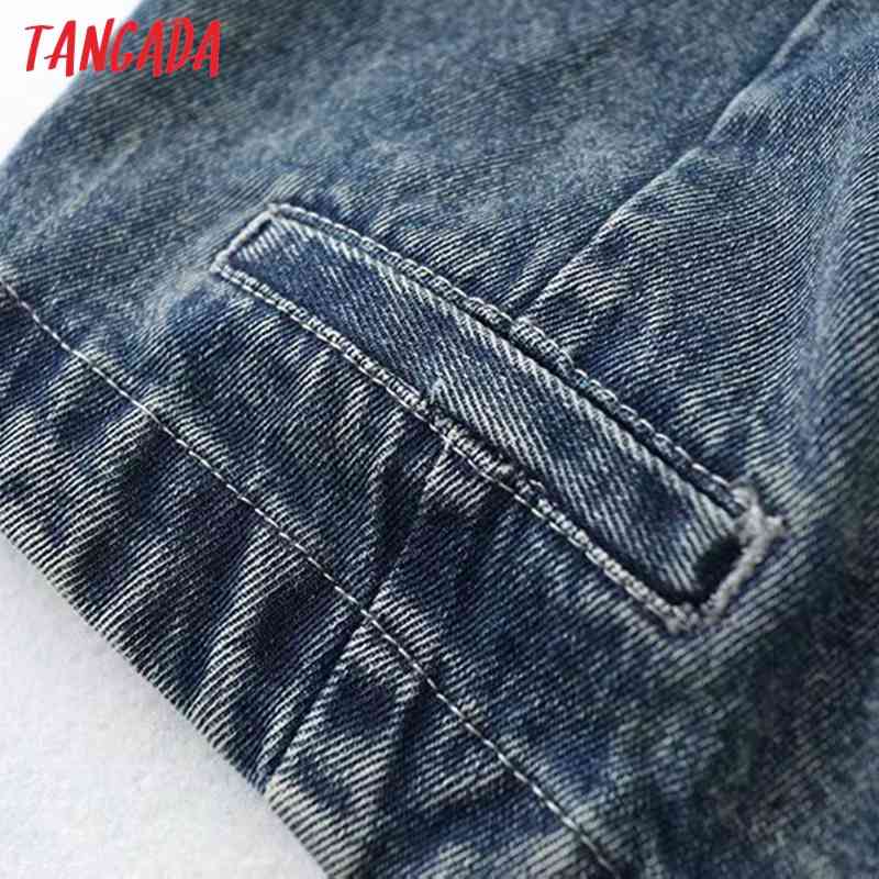 Women Vintage Blue Denim Waistcoat Vest V Neck Sleeveless Female Tops 5B12 210416