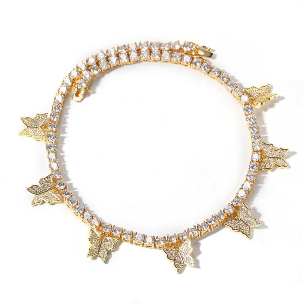 Fashion Iced Out Bling Butterfly Choker Pendant Necklace Gold Silver Color with Tennis Chain Hip Hop Jewelry for Men Women X0509
Fashion Iced Out Bling Butterfly Choker Pendant Necklace Gold Silver Color with Tennis Chain Hip Hop Jewelry for Men Women X0509