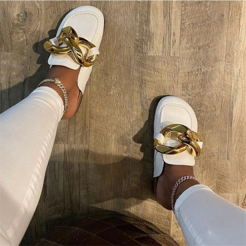 Luxury Dress Shoes Women's 2022 Fashion Thick Soled Baotou Metal Chain Large Big Slippers Lazy Shoes Children, Black
Luxury Dress Shoes Women's 2022 Fashion Thick Soled Baotou Metal Chain Large Big Slippers Lazy Shoes Children, Black