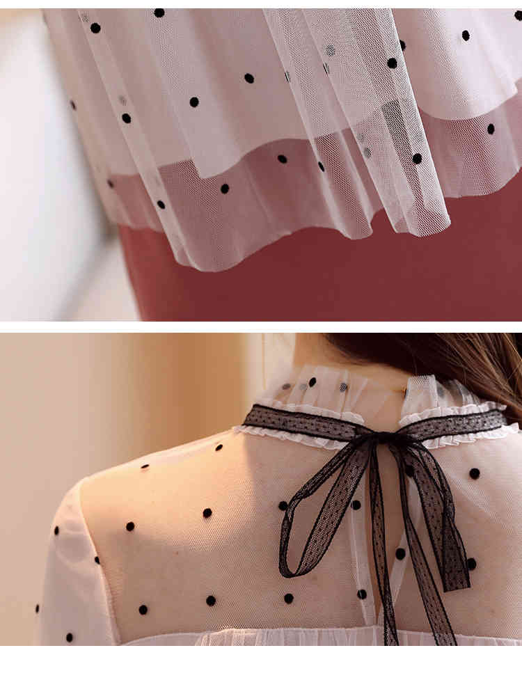 Korean Fashion Clothing Short Sleeve Polka Dot Summer Tops Blusas Mujer De Moda Mesh Chiffon Blosue Women Clothes 8852 50 210506