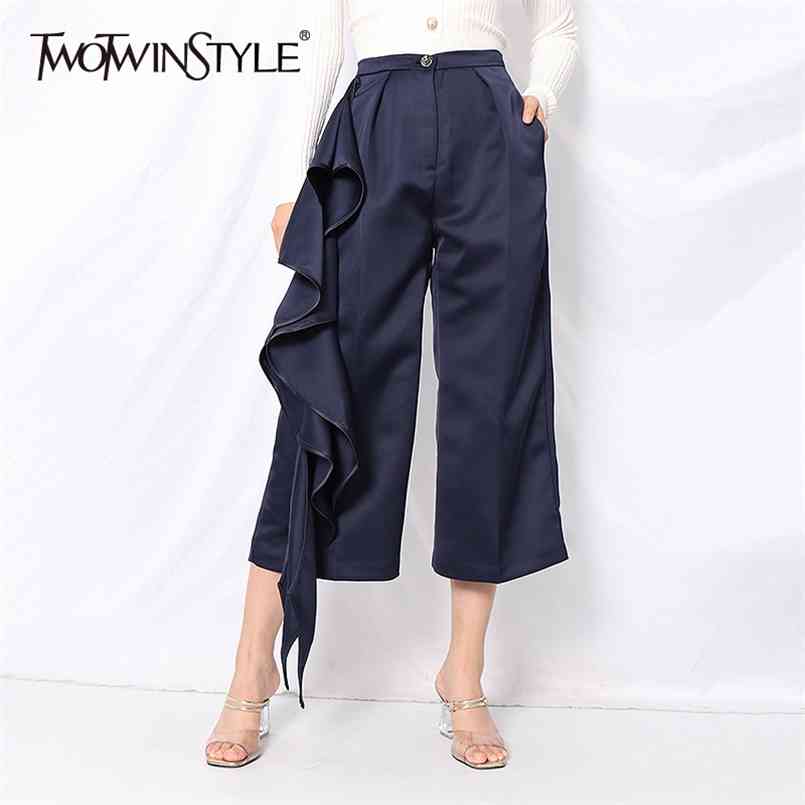 Patchwork Ruffles Wide Leg Pants For Women High Waist Ruched Loose Calf Length Trousers Female Clothing 210521, Navy
Patchwork Ruffles Wide Leg Pants For Women High Waist Ruched Loose Calf Length Trousers Female Clothing 210521, Navy