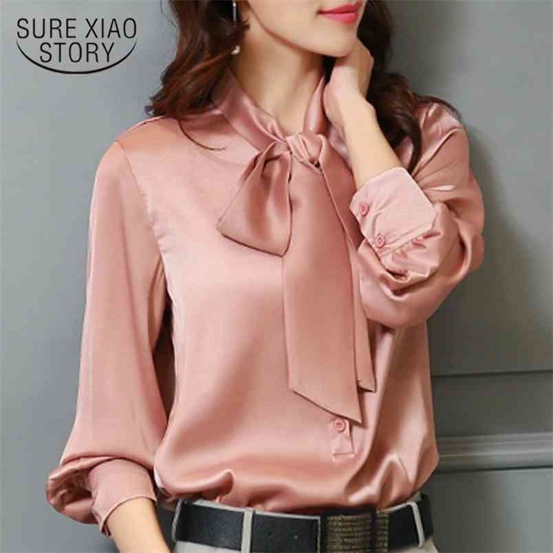 fashion woman blouses long sleeve bow collar office ladies plsu size women tops chiffon shirts 2198 50 210506