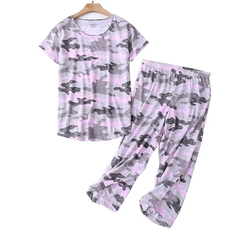 Women' Sleepwear Ladies Short Sleeve+Pants Camouflage Pattern Pajamas Set Large Size Women Comfort Soft Loose Casual Wear And Hom, Shown as picture
Women' Sleepwear Ladies Short Sleeve+Pants Camouflage Pattern Pajamas Set Large Size Women Comfort Soft Loose Casual Wear And Hom, Shown as picture