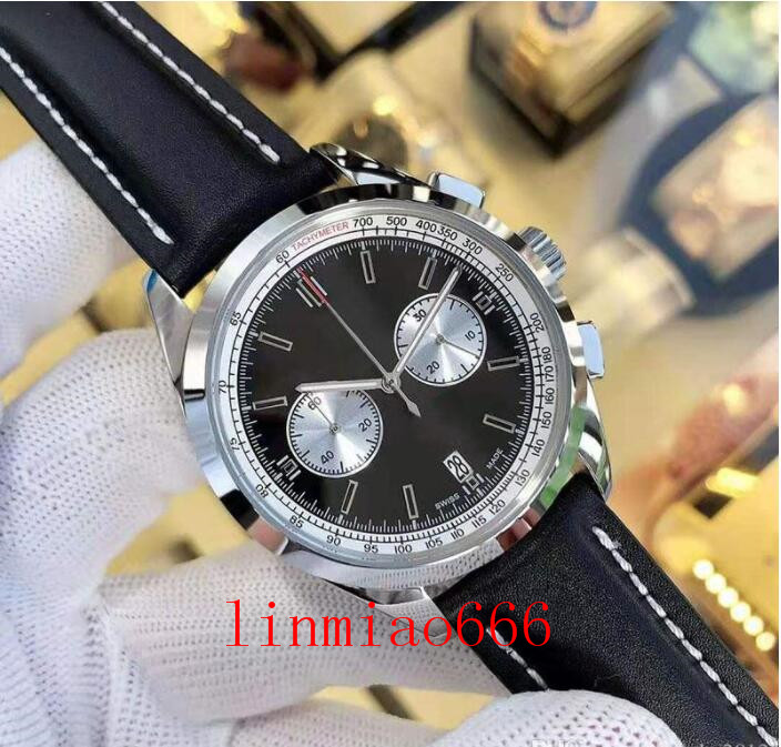 chronograph designer watches orologio di lusso japan quartz movement mens leather strap male wristwatches montre, Slivery;brown
chronograph designer watches orologio di lusso japan quartz movement mens leather strap male wristwatches montre, Slivery;brown
