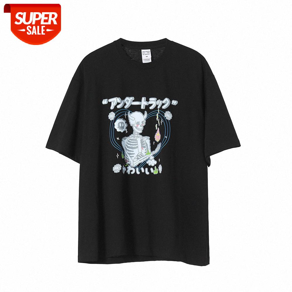 Skull print short-sleeved t-shirt men's street fun flow loose round neck five-point sleeve #WJ1p, White;black
Skull print short-sleeved t-shirt men's street fun flow loose round neck five-point sleeve #WJ1p, White;black