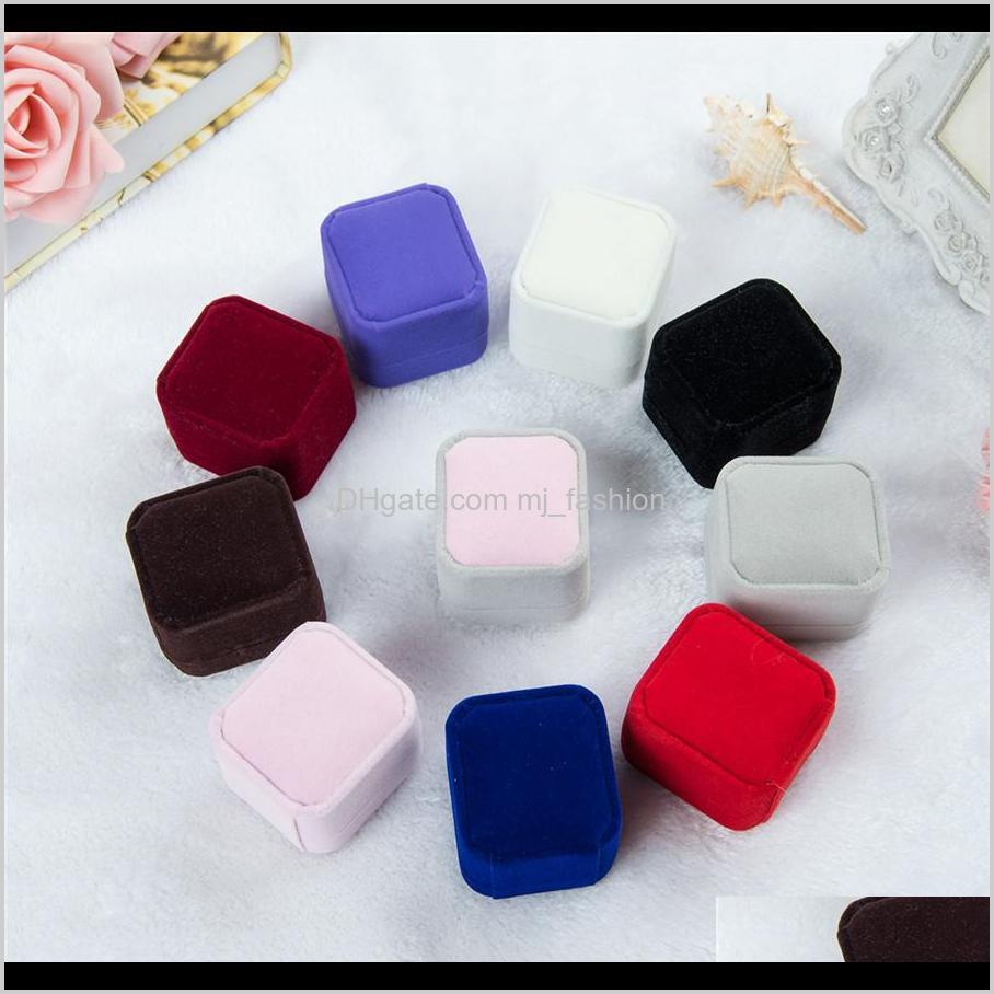 Packaging & Display Drop Delivery 2021 Bulk 11 Color Veet Jewelry Gift Boxes For Rings Wedding Engagement Square Show Case Box 55*50*4M Lx025