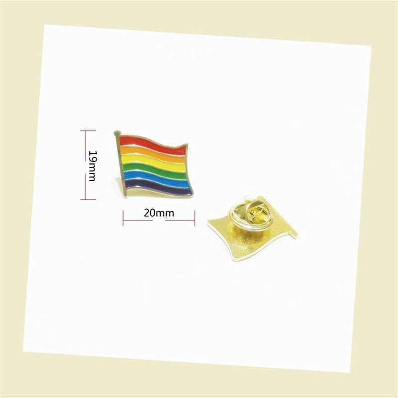 whole 100pcs gay pride pins LGBTQ rainbow flag brooch pins for clothes bag decoration H1018242b