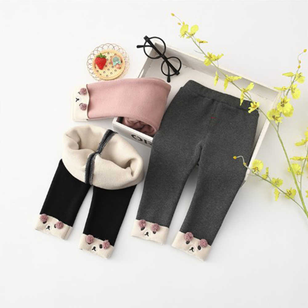 Mud Kingdom Girls Leggings Fleece Lined Kids Trousers Pants Print Cartoon Puppy Pattern Children 210615