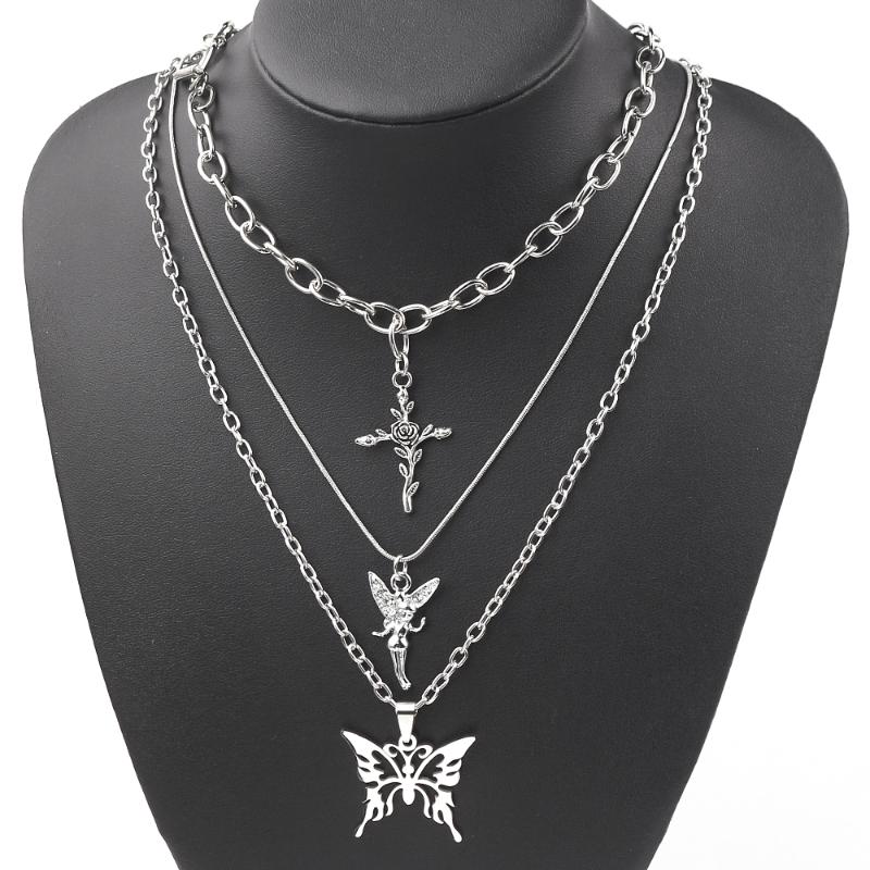 Chains 2021 3 Layers Hip Hop Cool Silver Color Cross Choker Necklaces For Women Simple Butterfly Angel Long Pendant Necklace Jewelry
Chains 2021 3 Layers Hip Hop Cool Silver Color Cross Choker Necklaces For Women Simple Butterfly Angel Long Pendant Necklace Jewelry