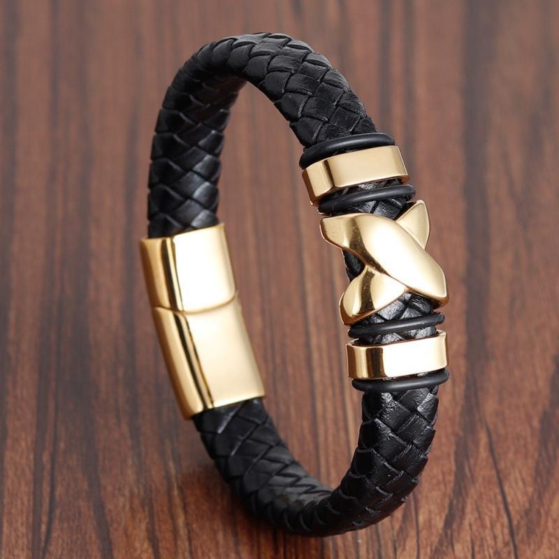 Charm Bracelets Men's Classic Bracelet Trend Rock Jewelry Black Braided Leather Magnetic, Golden;silver
Charm Bracelets Men's Classic Bracelet Trend Rock Jewelry Black Braided Leather Magnetic, Golden;silver
