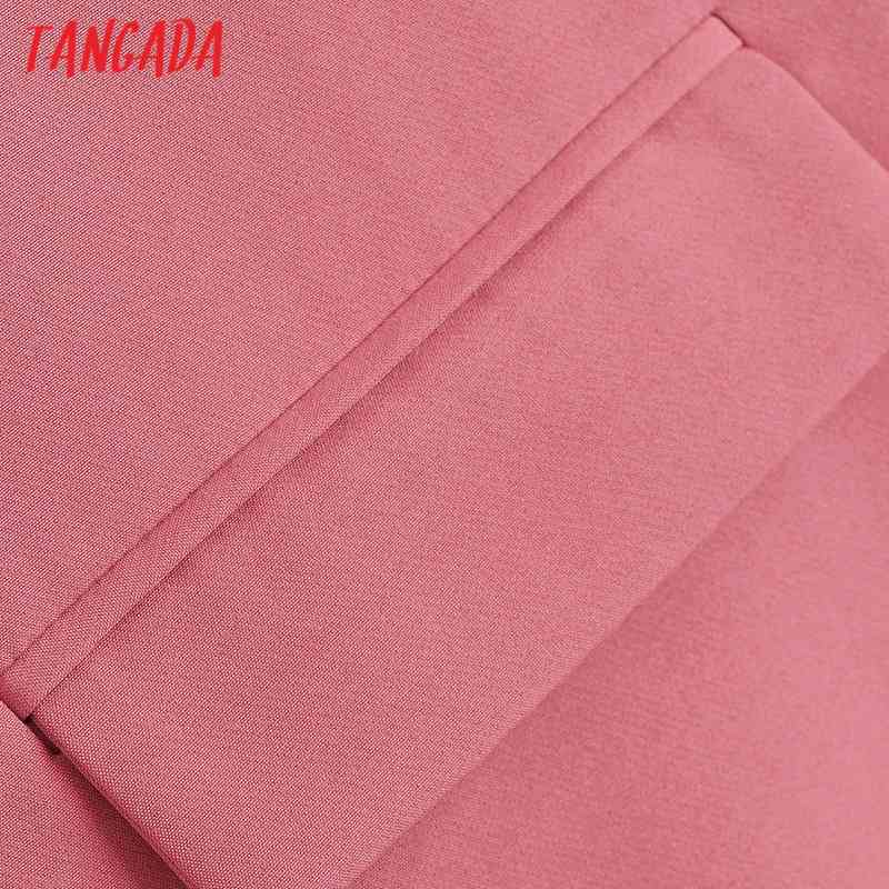 Women Pink Blazer Coat One Button Notched Collar Pocket Fashion Female Casual Chic Tops DA76 210416