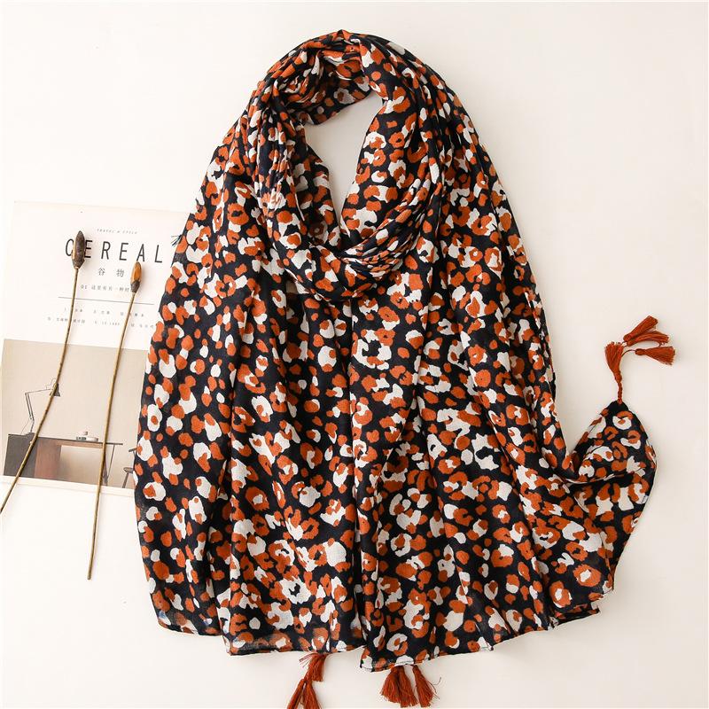 Scarves 2021 Autumn Leopard Print Tassel Scarf Shawls Head Warm Hijab Wrap