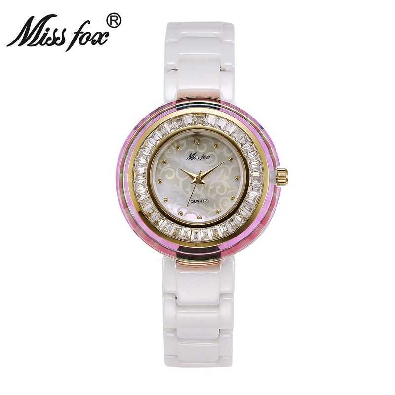 Missfox network red live broadcast Korean fashion trend crystal circle simple leisure white ceramic women's Watch, Black strap rose gold surface
Missfox network red live broadcast Korean fashion trend crystal circle simple leisure white ceramic women's Watch, Black strap rose gold surface