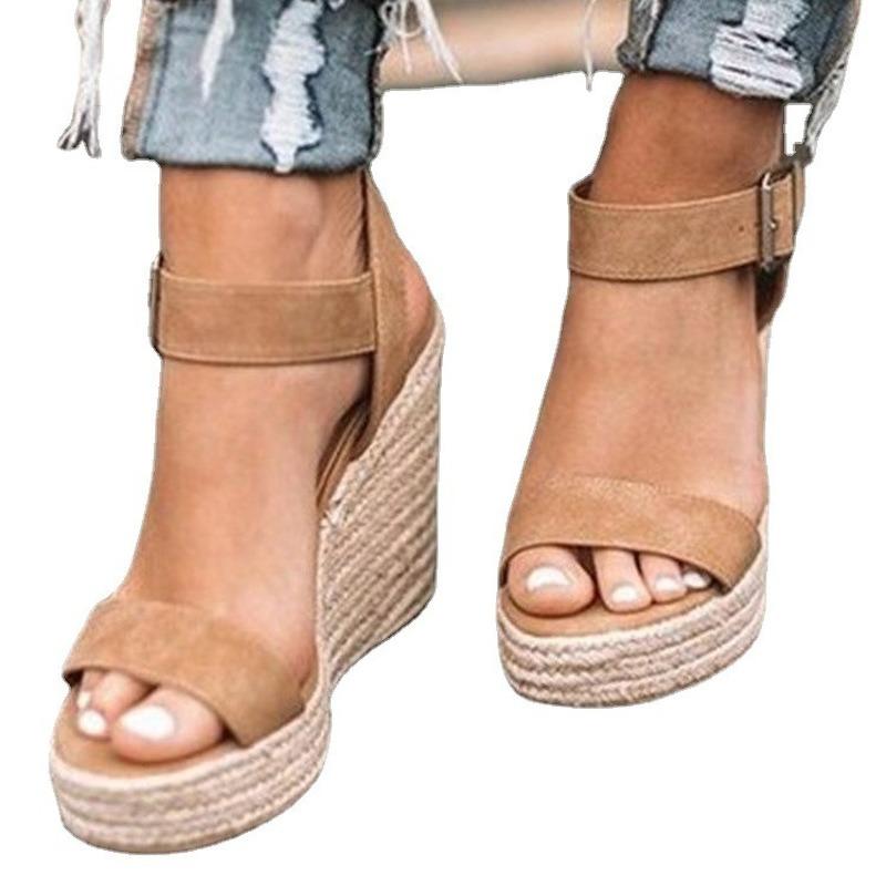 Dress Shoes Trendy Slope With All-match Sandals Women 2021 Summer European And American Casual Simple High-heeled