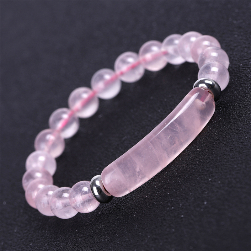 8mm Natural Stones Beaded Bracelets Tiger Eye Strands Bangles Healing Pink Crystal Precious Gemstone Fashion Women Mens Stretch Round Beads Bracelet J