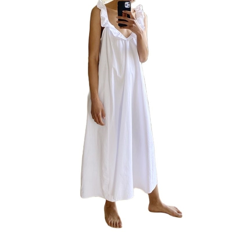 Sleeveless V-neck ruffle dress female mid-length A-line skirt summer Korean fashion women's clothing 210520, White
Sleeveless V-neck ruffle dress female mid-length A-line skirt summer Korean fashion women's clothing 210520, White