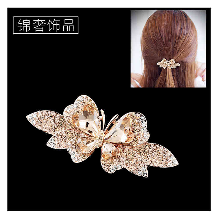 Hair Jewelry Accessories Small Crystal Pin Exquisite Spring Clip Korean Temperament Mother's Bow Grip