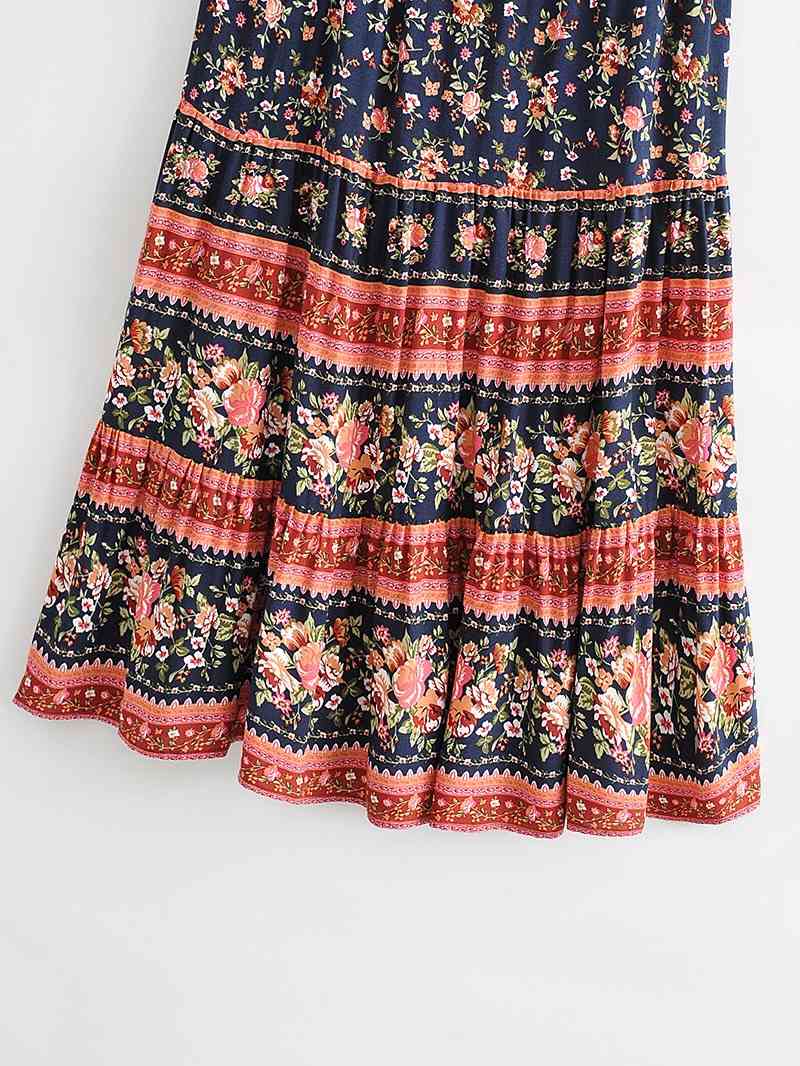 Bohemian Adjust Stream Elastic Waist Floral Print Long Skirt Hippie Women Swing Skirts Holiday Beach 210429
