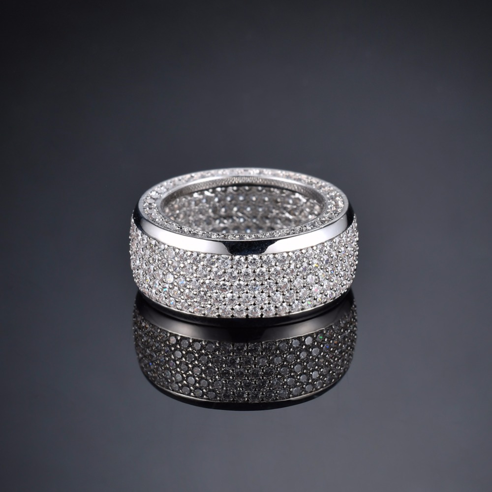 Bling Band Rings Rock Punk Rock Grunge Hip Hop Ring Brass Pave CZ Stone Cubic Zirconia Luxury Rapper Miami Street Rapper Jewelry For Men Women Iced Ou