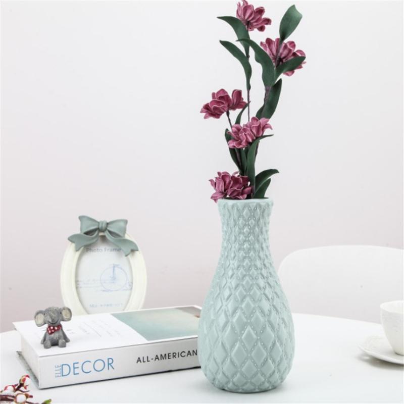 Plastic Flower Vase Decoration Home White Vases Imitation Ceramic Pot Nordic Style Basket