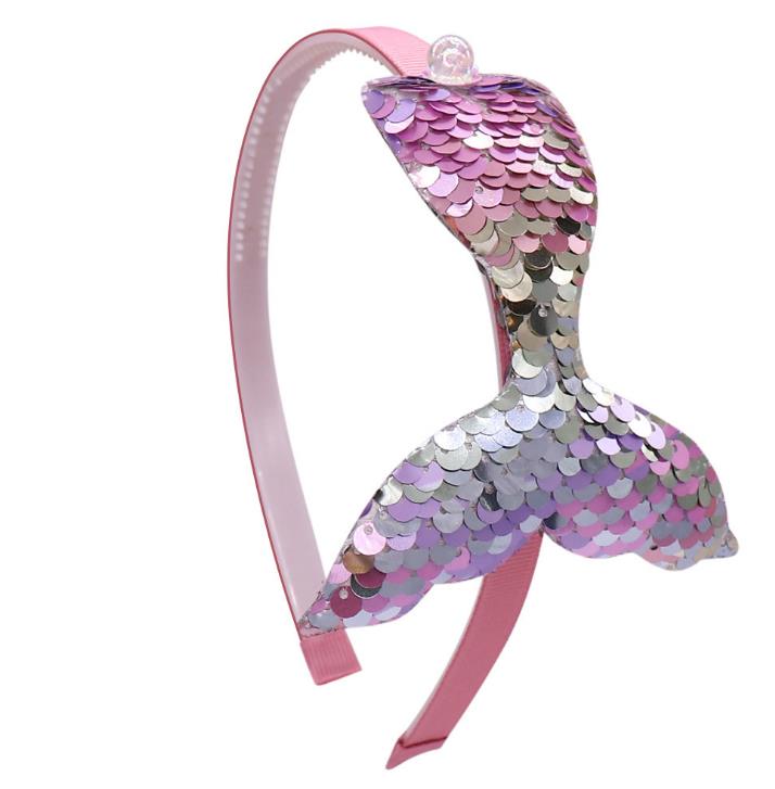 Glitter Sequin Fish Tail Hairband Girl's Cartoon Headband Hair Hoop for Children Kids Tiara Accessories