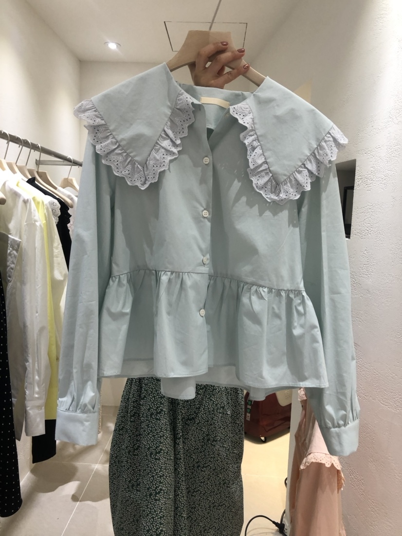 Nomikuma Women Blouse Lace Patchwork Peter Pan Collar Long Sleeve Shirt Spring New Causal Sweet Short Blusas Mujer 6E936 210427