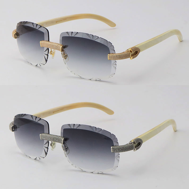New Micro-paved Diamond set Rimless Sunglasses White Genuine Natural Buffalo Horn Sun glasses Male and Female Frame 18K Gold UV400 Oval shape face Lens Eyeglasses
New Micro-paved Diamond set Rimless Sunglasses White Genuine Natural Buffalo Horn Sun glasses Male and Female Frame 18K Gold UV400 Oval shape face Lens Eyeglasses