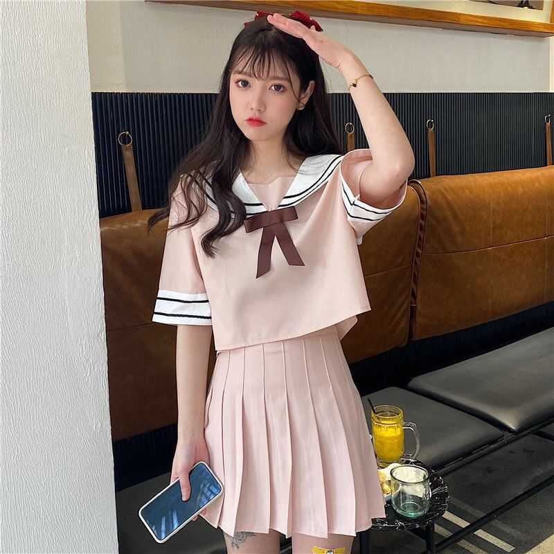 two-piece summer jk uniform kawaii suit high waist skirt set fashion Vintgae Harajuku college y2k ins pleated women 210608
two-piece summer jk uniform kawaii suit high waist skirt set fashion Vintgae Harajuku college y2k ins pleated women 210608