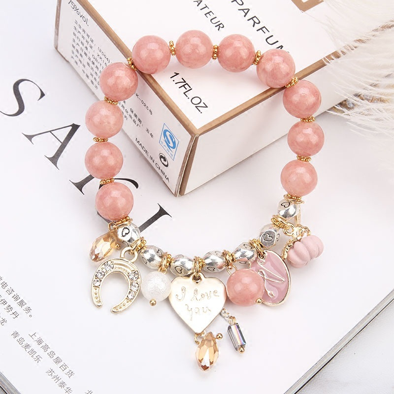 Popular Design Metal Charm Bracelet Womens Holiday Gift Natural Gemstone Strands Jewelry