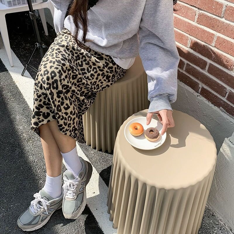 Fashion Leopard Female Arrival Animal Printed Split Skirts Women High Waist Streetwear OL Elegant Long 210421