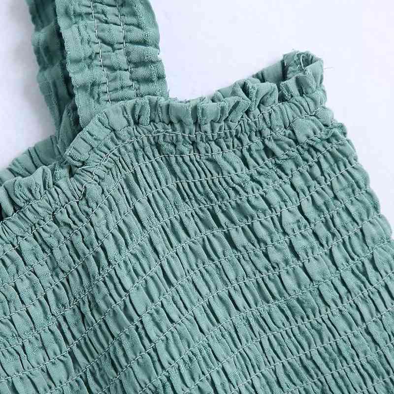 Summer Women Green Jacquard Elastic Slim Suspender Mini Dress Female Sleeveless Clothes Casual Lady Vestido D7675 210430Z