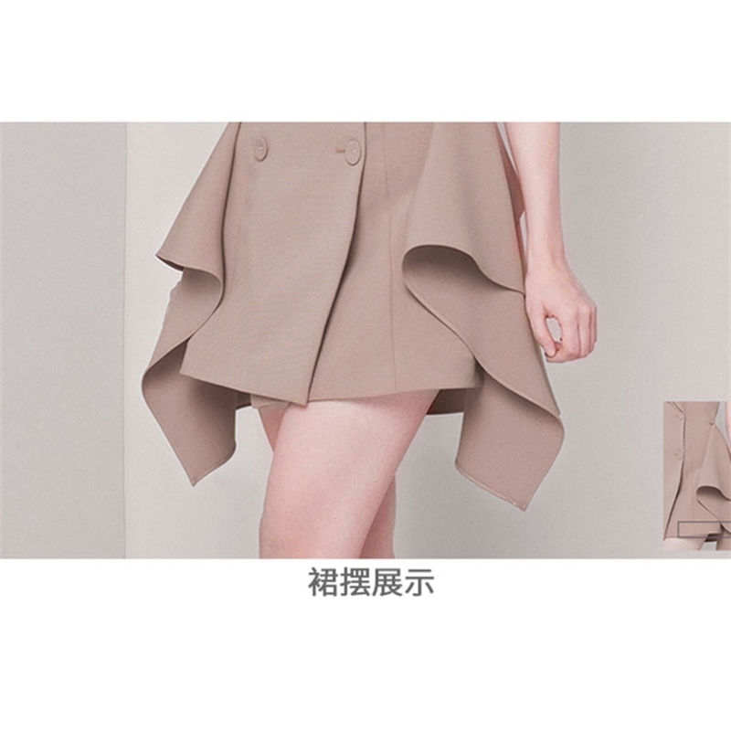 Korean Fashion Double Breasted Women Dress Summer Office Ladies Sleeveless Ruffles Formal Notched Bodycon 210519