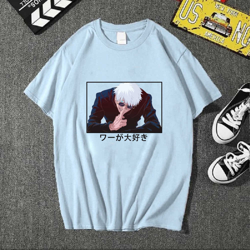 Uniex T-shirt Satoru Gojo Hot Anime Fashion Casual Hip Hop Y0809