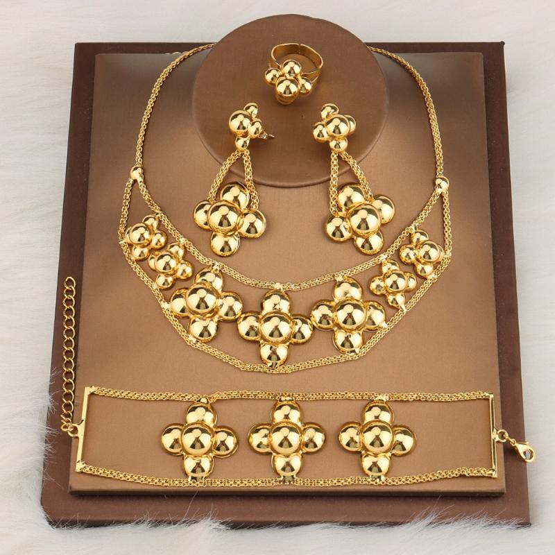 Earrings & Necklace Luxury Gold Color Beads Jewelry Set For Women Dangle Buckle Bracelet Rings Dubai African Wedding Bridal, Silver
Earrings & Necklace Luxury Gold Color Beads Jewelry Set For Women Dangle Buckle Bracelet Rings Dubai African Wedding Bridal, Silver
