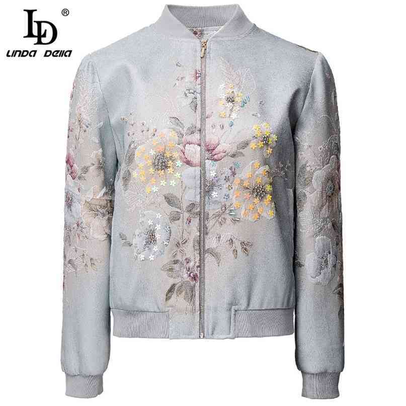 Fashion Runway Summer Winter Jackets Coat Women Stand collar Star Sequined Beading Jacquard Vintage Outwear Lady 210522