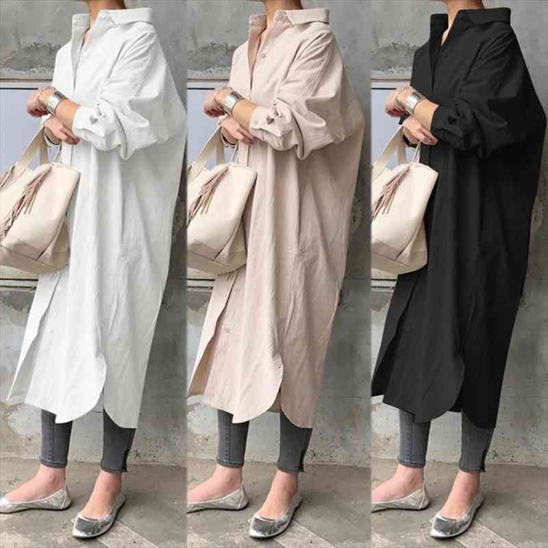 women solid shirt dress stylish split sundress casual long sleeve mid-calf vestidos female button robe femme, Black;gray 
women solid shirt dress stylish split sundress casual long sleeve mid-calf vestidos female button robe femme, Black;gray