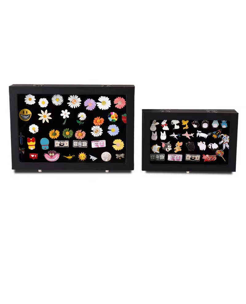 Badge Storage Box Transparent Dust-proof Medal Jewelry Box Large Capacity Brooch Wall Display Frame Pin Gift Box Collection 211110