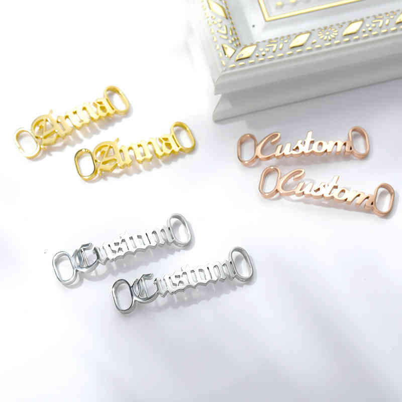 Custom Name Buckles Gold Silver Color Stainless Steel Shoelace Buckle Shoe Decoration Charm Sneaker Accessories Jewelry