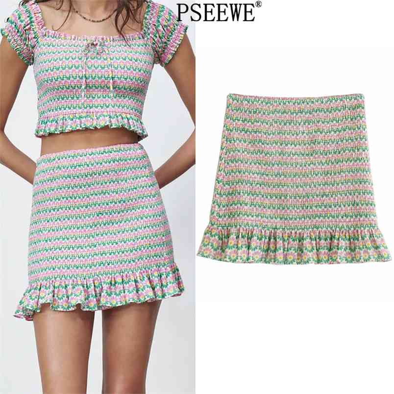 Floral Print High Waist Mini Skirts Woman Fashion Elastic Smocked Ruffle Skirt Women Summer Sexy Female 210519
Floral Print High Waist Mini Skirts Woman Fashion Elastic Smocked Ruffle Skirt Women Summer Sexy Female 210519