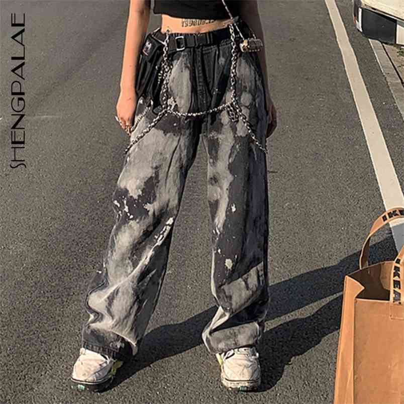 Summer Casual Jeans Woman Long Trousers Cowboy Female Loose Streetwear High Waist Hit Color Pants ZA4567 210427