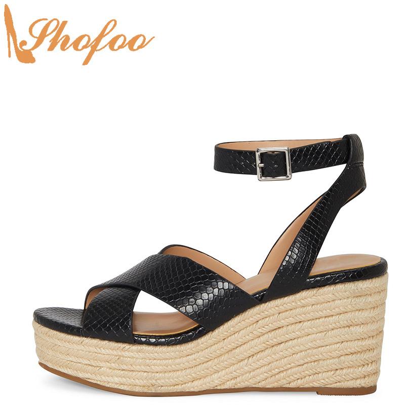 Sandals Black Snake High Wedges Heels Espadrille Ankle Buckle Strap Platform Woman Ladies Shoes Casual Plus Size 12 15 Shofoo
Sandals Black Snake High Wedges Heels Espadrille Ankle Buckle Strap Platform Woman Ladies Shoes Casual Plus Size 12 15 Shofoo