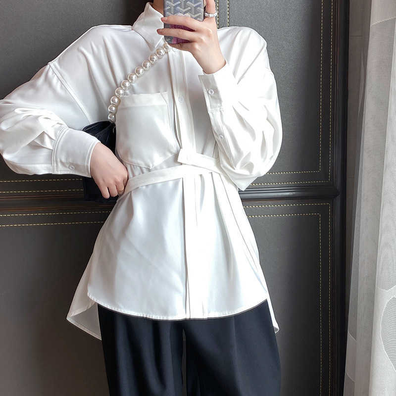 Spring Korean Four-color Belted Shits Female Loose Casual Long Sleeve Fashion Blouse Cardigan 210607, Black
Spring Korean Four-color Belted Shits Female Loose Casual Long Sleeve Fashion Blouse Cardigan 210607, Black