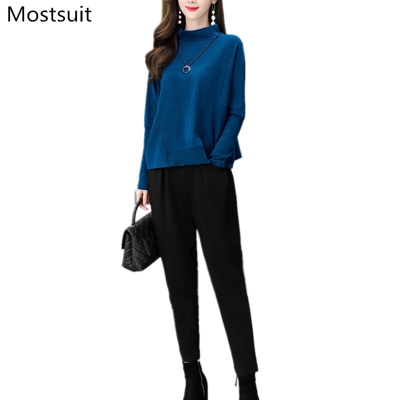 Fashion Elegant Two Piece Pants Sets Outfits Spring Autumn Long Sleeve Tops + Suits Casual Workwear Female 2 Pcs 210518, Black
Fashion Elegant Two Piece Pants Sets Outfits Spring Autumn Long Sleeve Tops + Suits Casual Workwear Female 2 Pcs 210518, Black