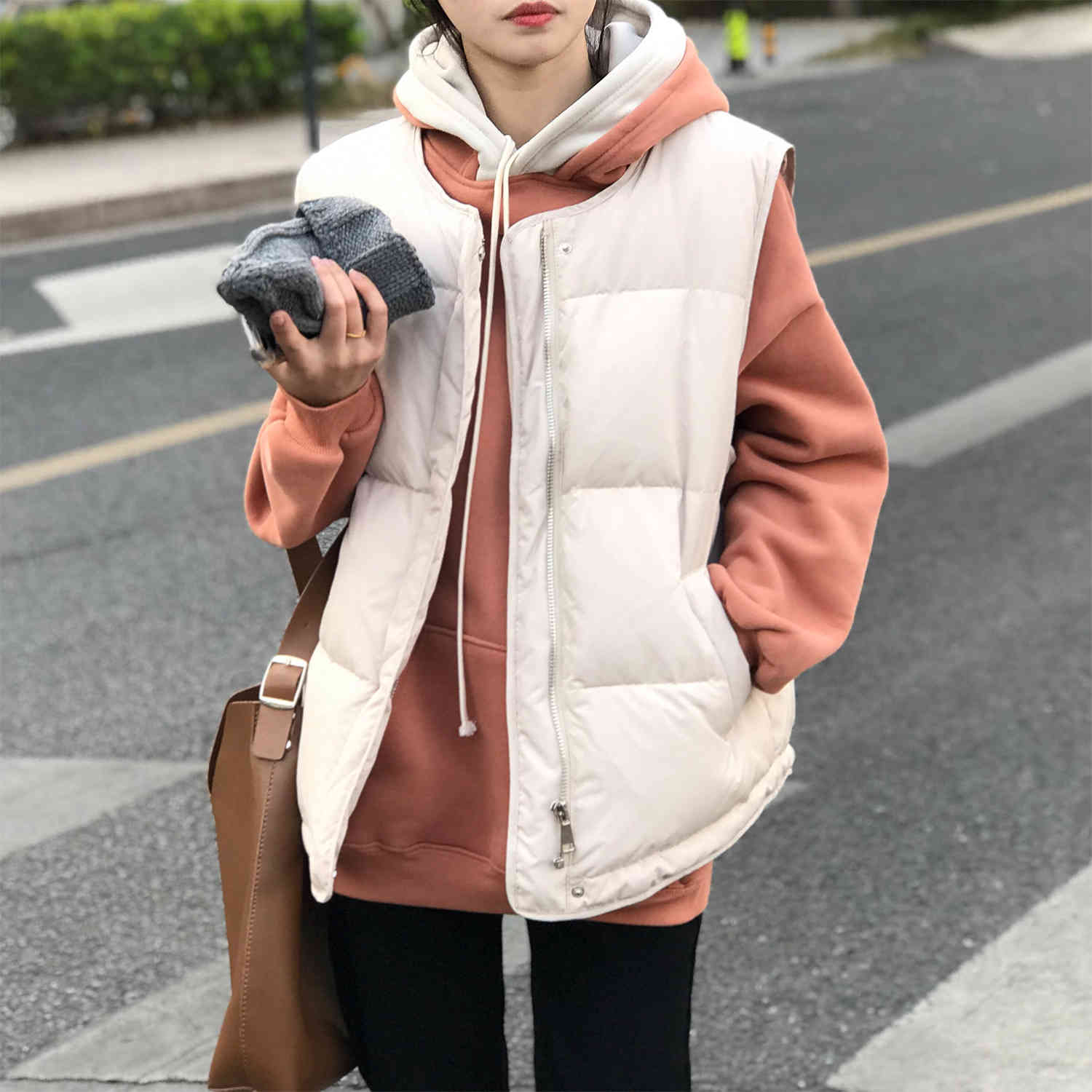COZOK Winter Down Jacket Waistcoat for Women Without Collar and Loose Korean Vest Coat 3091 210521