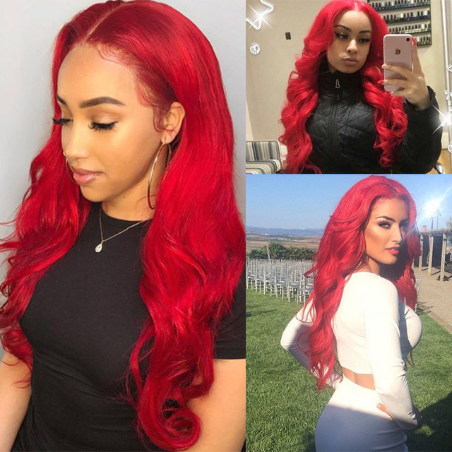 Body Wave Wig Honey Blonde Brazilian simulation Human Hair Blue/Red/Auburn Color Hd Frontal Highlight Synthetic None Lace Front Wigs