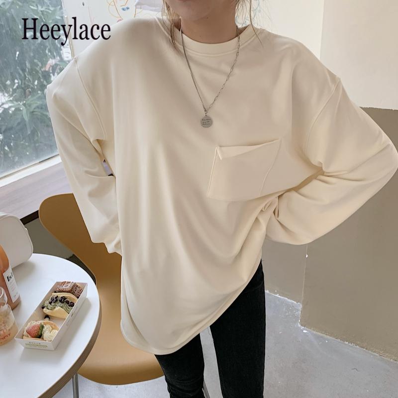 Women T-shirt 2021 Spring Autumn Bottoming Basic Fashionable Pockets Korean Thicken Wild Oversize Tops Women's, Beige
Women T-shirt 2021 Spring Autumn Bottoming Basic Fashionable Pockets Korean Thicken Wild Oversize Tops Women's, Beige